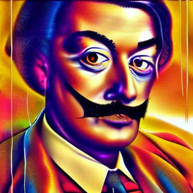 Image similar to portrait of a uncanny artist by Chor Boogie and Salvador Dali collaboration, digital art, mix of aesthetics, close up, high details