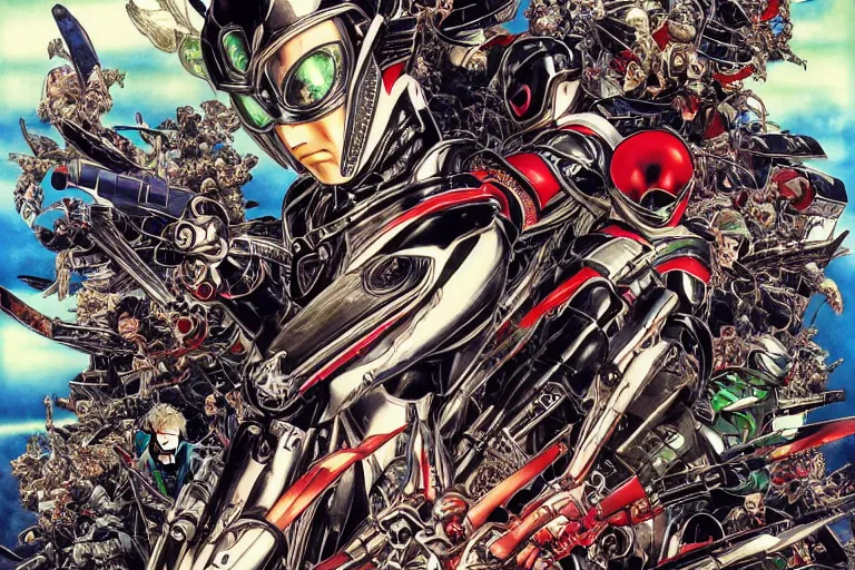 Image similar to kamen rider rx, by yoichi hatakenaka, masamune shirow, josan gonzales and dan mumford, ayami kojima, takato yamamoto, barclay shaw, karol bak, yukito kishiro