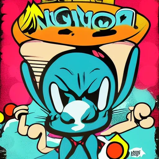 Image similar to magic mushroom, bugs bunny, nendroid, butcher billy style