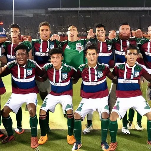 Prompt: Image of the football team from fluminense being champion of the Libertadores of America