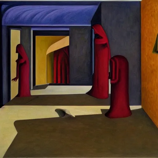 Image similar to sci - fi sarcophagus, statis chamber, sleeping crew, dystopian, pj crook, edward hopper, oil on canvas