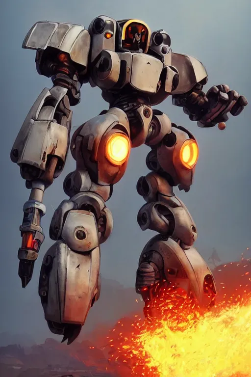 Image similar to mechwarrior 5 : mercenaries mech megaman transformer robot boss tank engine game octane render, 4 k, hd 2 0 2 2 3 d cgi rtx hdr style chrome reflexion glow fanart jesper ejsing, by rhads, makoto shinkai borderlands and by feng zhu rossdraws artstation by digital cinematic pixar and disney unreal zbrush central hardmesh