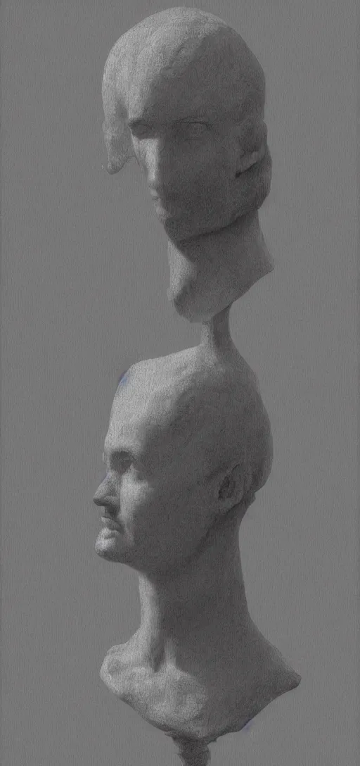 Prompt: a digital artwork of a human bust with their head being an impossible geometry, 4K, impressionist painting,