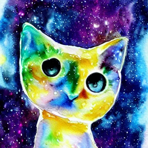 Watercolor galaxy painting cat  Desenhos aquarela, Aquarela