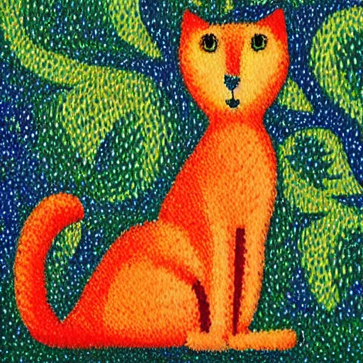 Prompt: “orange cat at a wedding, pointillism”