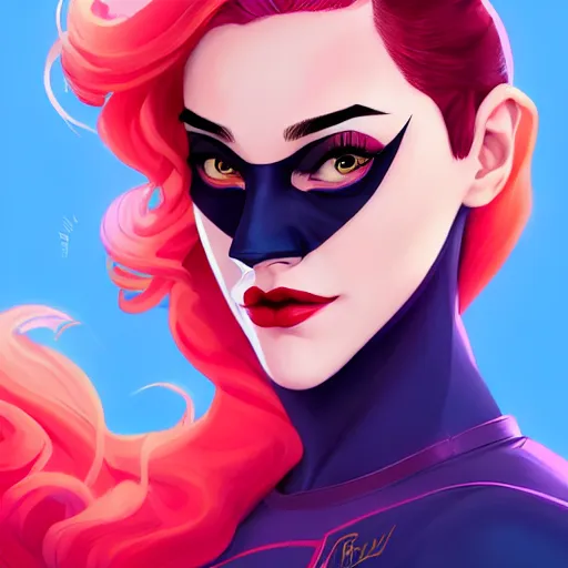 Image similar to a portrait of Lili Reinhart Batgirl red hair, art by lois van baarle and loish and ross tran and rossdraws and sam yang and samdoesarts and artgerm, digital art, highly detailed, intricate, sharp focus, Trending on Artstation HQ, deviantart, unreal engine 5, 4K UHD image