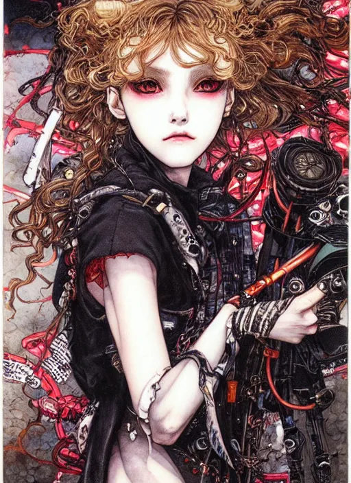 Image similar to a portrait of a pretty sewer punk young lady by ayami kojima #