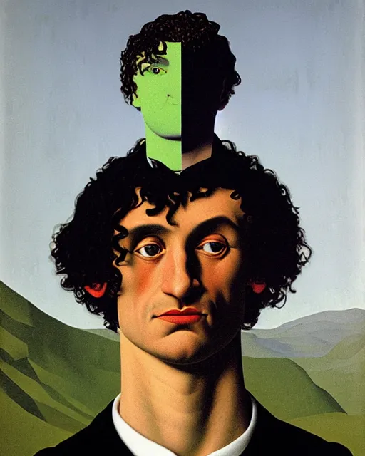 Image similar to portrait of adam ondra by magritte