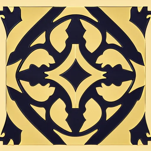 Image similar to 3d render of an abstract medieval pattern gold tile, symetrical