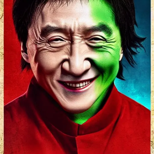 Image similar to jackie chan as joker at film poster