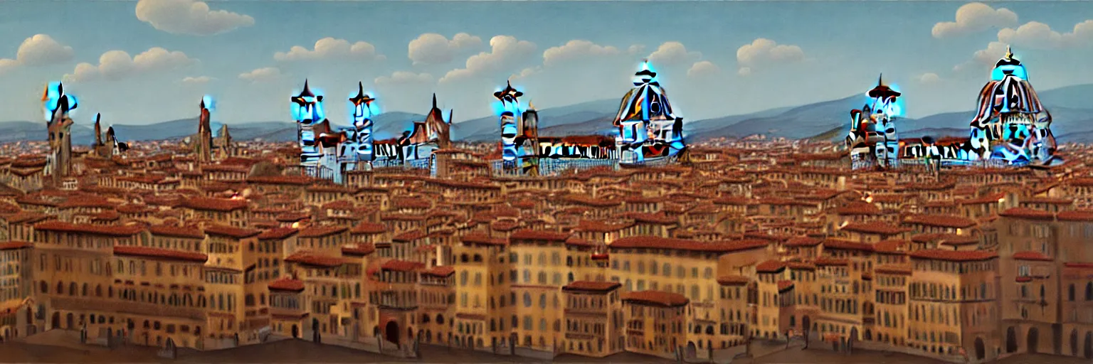 Image similar to florence cityscape oil painting magritte