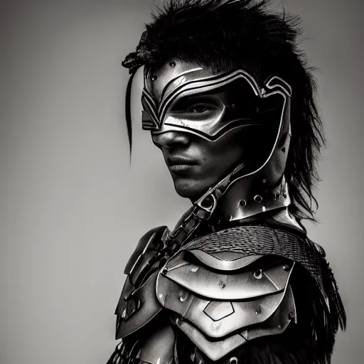 Image similar to a portrait of a beautiful young amazonian male wearing an alexander mcqueen armor , photographed by andrew thomas huang, artistic