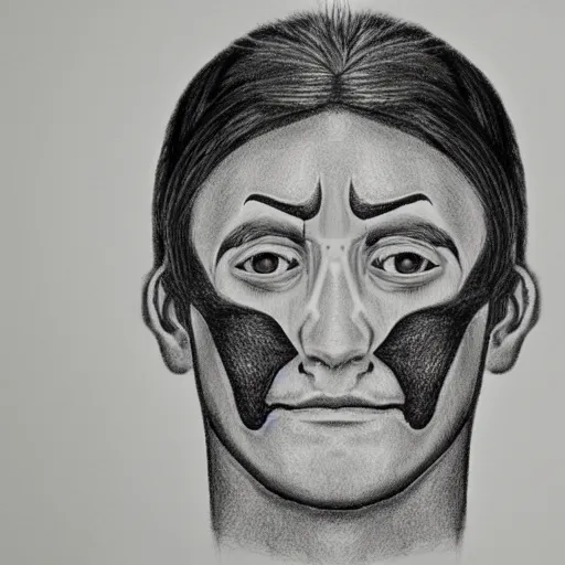 Prompt: medical drawing of a man with an optical illusion on his face