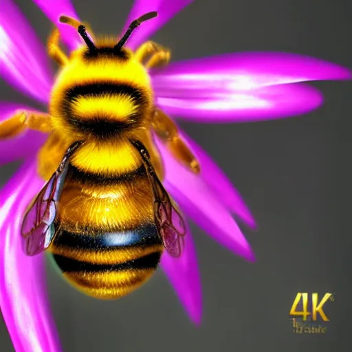 Prompt: cinematic art, 4k, bee on a flower, cinematic lightning, realistic, super detailed