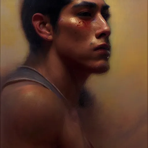 Prompt: a portrait of a good - lookiung chicano boy god,, high detail, cleary see face, by gaston bussiere, bayard wu, greg rutkowski, odd nerdrum, maxim verehin, dan dos santos, masterpiece, sharp focus, cinematic lightning - h 7 6 8