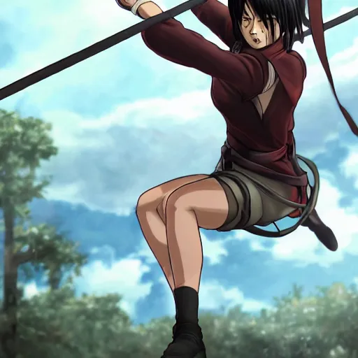 Image similar to mikasa ackerman doing pullups