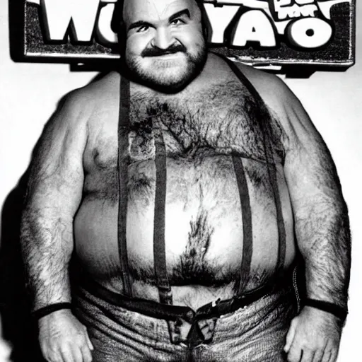 Prompt: live-action-Wario-hollywood movie casting, played by Dom DeLuise, posing for poster photography