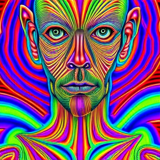 Image similar to a mule in the style of alex grey, highly detailed, psychedelic, colorful, 8 k