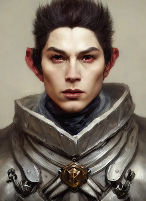 Prompt: king demon half human, elegant, wearing a bomber jacket, armor, hyper realistic, white horns, extremely detailed, dnd character art portrait, fantasy art,, dramatic lighting, vivid colors, artstation, by edgar maxence and caravaggio and michael whelan and delacroix, lois van baarle and bouguereau