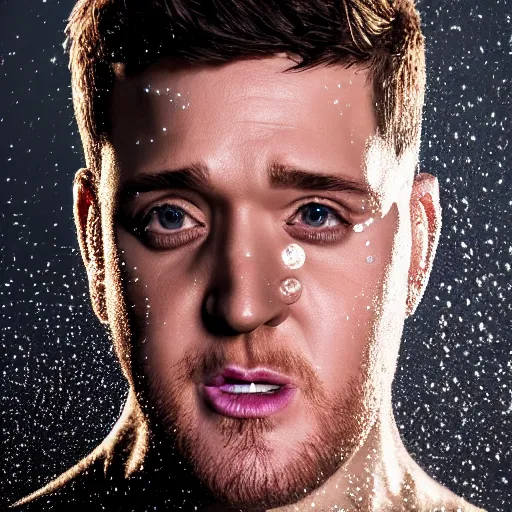 Image similar to hyperrealistic dslr film still of michael buble disguised suds and bubbles, stunning 8 k octane comprehensive 3 d render, inspired by istvan sandorfi & greg rutkowski & unreal engine, perfect symmetry, dim volumetric cinematic lighting, extremely hyper - detailed, incredibly real lifelike attributes & flesh texture, intricate, masterpiece, artstation, stunning