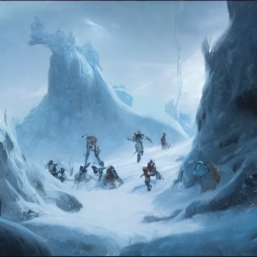 Image similar to battle in the ice cave fantasy. greg rutkowski. boris vallejo. 3 8 4 0 x 2 1 6 0