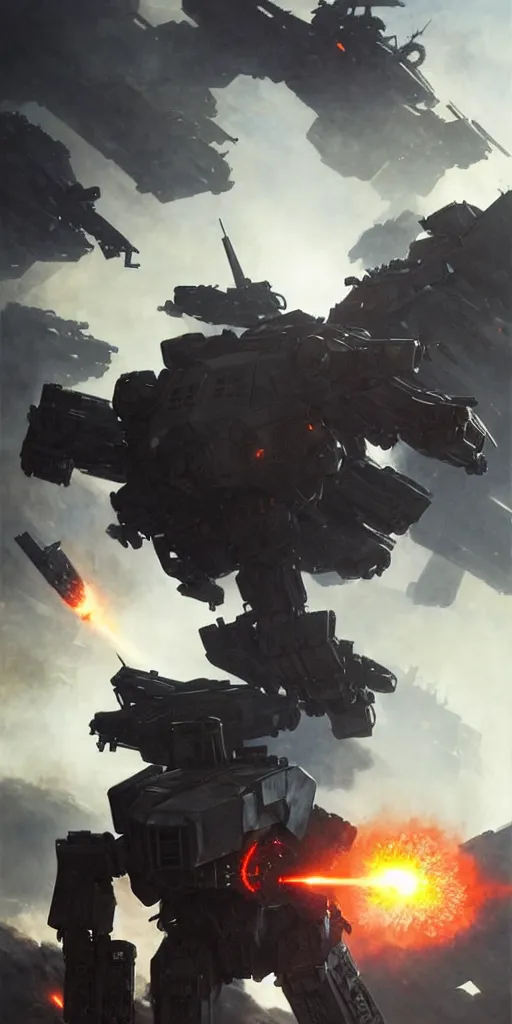 Image similar to an armored core v on the ground, booster flares, legs, laser rifles, karst landscape ; cinematic contrast, dynamic backlighting, sharp edge, motion blur, art by greg rutkowski