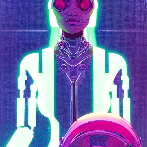 Image similar to a portrait of a beautiful cybernetic woman meditating, cyberpunk concept art by josan gonzales and jean claude meziere and syd mead and moebius