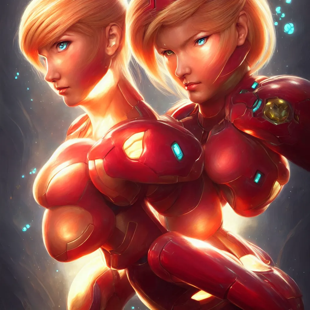 Image similar to Samus Aran (Metroid) digital portrait, intricate, elegant, highly detailed, digital painting, artstation, concept art, matte, sharp focus, illustration, art by Artgerm and Greg Rutkowski and Yihao!! REN!!