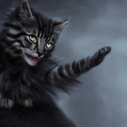 Image similar to a kitten vampire lord, dramatic lighting, cinematic, establishing shot, extremely high detail, foto realistic, cinematic lighting, post processed, concept art, high details, cinematic, 8k resolution, beautiful detailed, photorealistic, digital painting, artstation, concept art, smooth, sharp focus, artstation trending, octane render, unreal engine