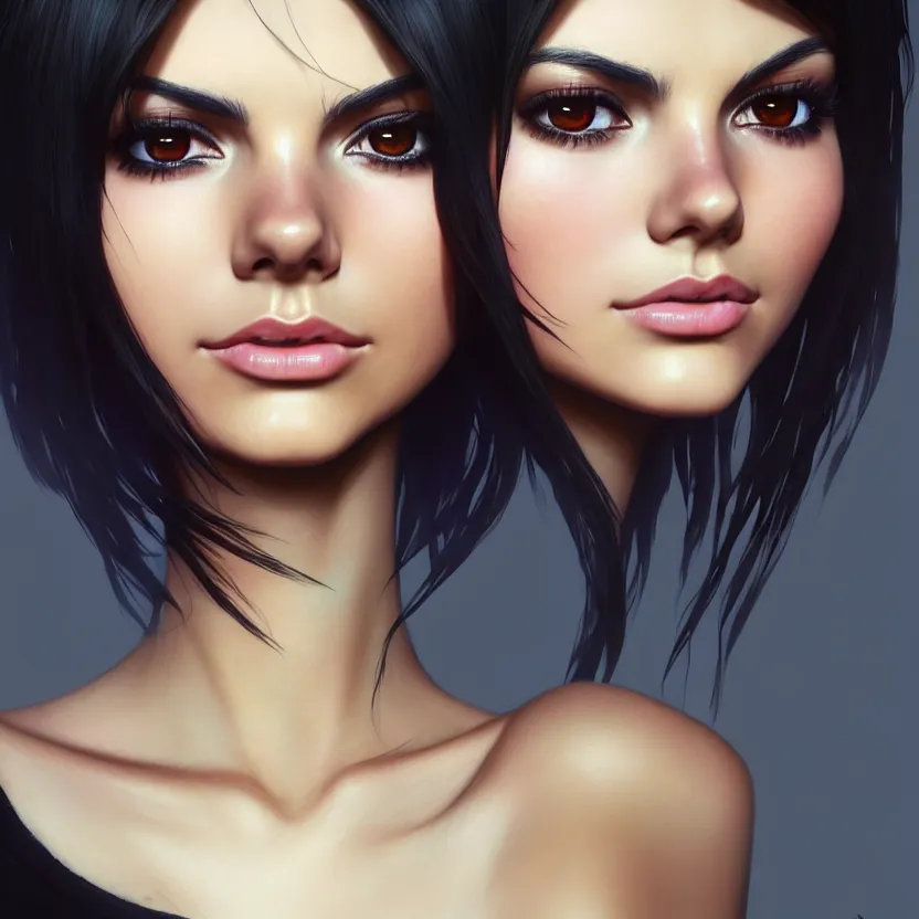 Image similar to full very close up neck shot of a beautiful victoria justice, in tshirt and no makeup, her morbid interests, irish, by saruei and guweiz and ilya kuvshinov and george miller, digital art, highly detailed, intricate, sharp focus, trending on artstation hq, deviantart, pinterest, unreal engine 5, 4 k uhd image