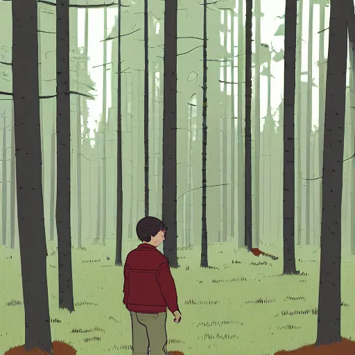 Image similar to boy in the woods by adrian tomine