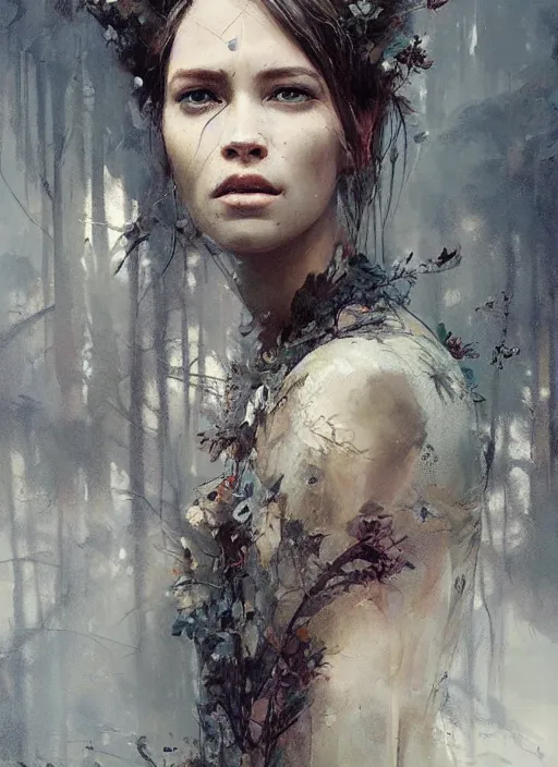 Prompt: queen of nature portrait, very very very beautiful sharp detailed face, rule of thirds, intricate outfit, backlit, by greg rutkowski, by jeremy mann, digital painting