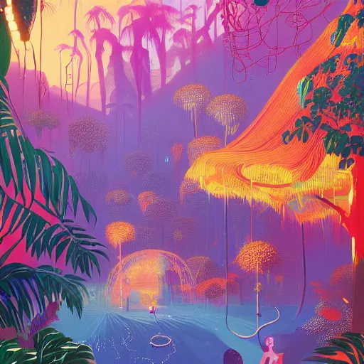 Image similar to disco diffusion painting of the jungle by victo ngai and malika favre, by rhads, makoto shinkai, madgwick, masterpiece, contest award winner