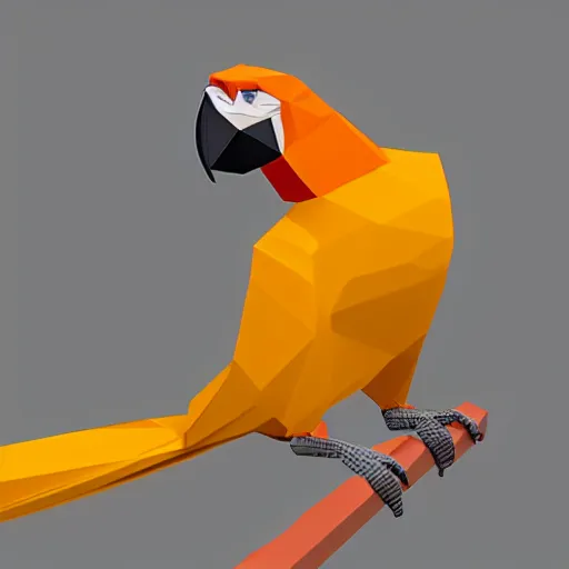 Image similar to a low - poly model of a parrot,