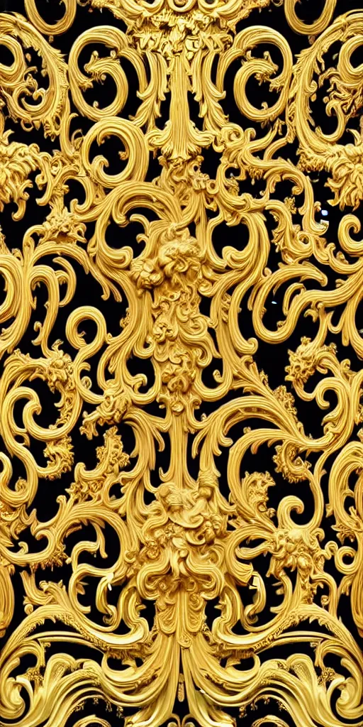 Image similar to the source of future growth dramatic, elaborate emotive Golden Baroque and Rococo styles to emphasise beauty as a transcendental, seamless pattern, symmetrical, large motifs, rainbow syrup splashing and flowing, Palace of Versailles, 8k image, supersharp, spirals and swirls in rococo style, medallions, iridescent black and rainbow colors with gold accents, perfect symmetry, versace baroque, High Definition, photorealistic, masterpiece, 3D, no blur, sharp focus, photorealistic, insanely detailed and intricate, cinematic lighting, Octane render, epic scene, 8K