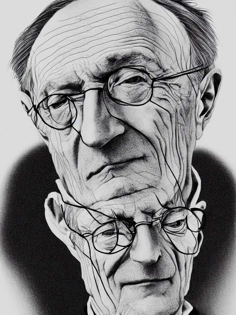 Image similar to continuous line lineart line art portrait of hermann hesse.