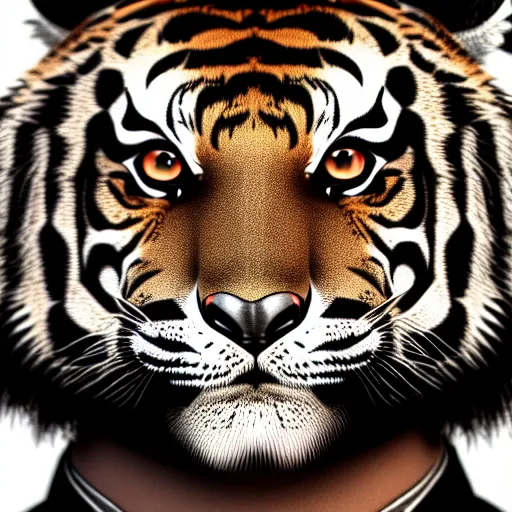 Prompt: anthropomorphic tiger in a black suit, ultra detail, ultra realistic, 8 k