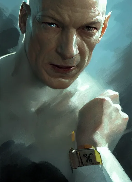 Image similar to very detailed masterpiece painting of professor x from x - men : the animated series ( 1 9 9 2 ), portrait, artstation, concept art by greg rutkowski