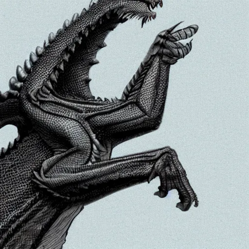 Image similar to a dragon showing his paws to the viewer, photorealistic,