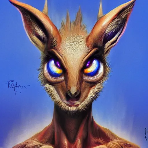 Image similar to a dik dik monster, digital art, fantasy, magic, trending on artstation, ultra detailed, professional illustration by Basil Gogos