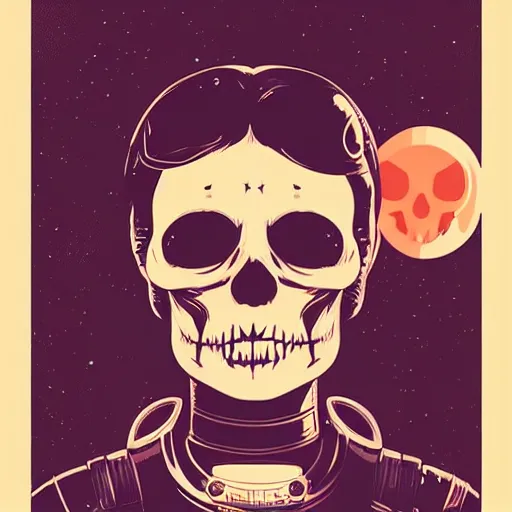 Image similar to portrait skull girl astronaut by petros afshar, tom whalen, laurie greasley, war face by greg rutkowski