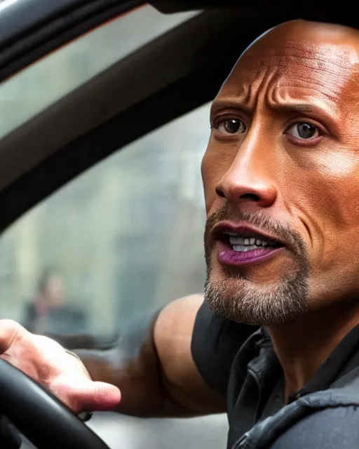 Image similar to film still close - up shot of dwayne johnson as a london cab driver. photographic, photography