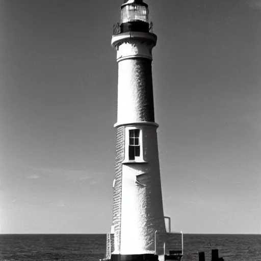 Prompt: the tallest lighthouse, 1968 photo