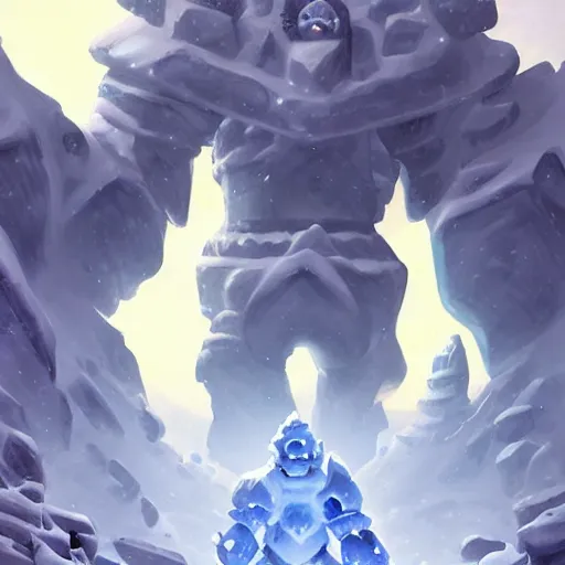 Image similar to ice golem, ice background, epic fantasy style, in the style of Greg Rutkowski, hearthstone artwork