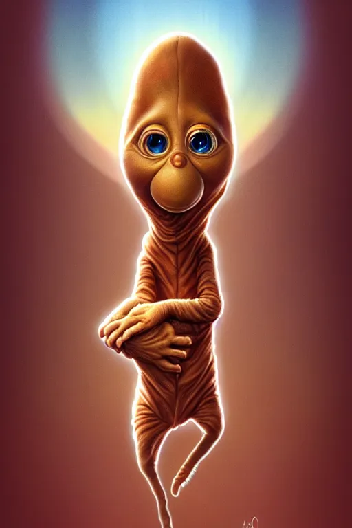 Image similar to et from spielberg arriving home, animation pixar style, by pendleton ward, magali villeneuve, artgerm, rob rey and kentaro miura style, golden ratio, trending on art station