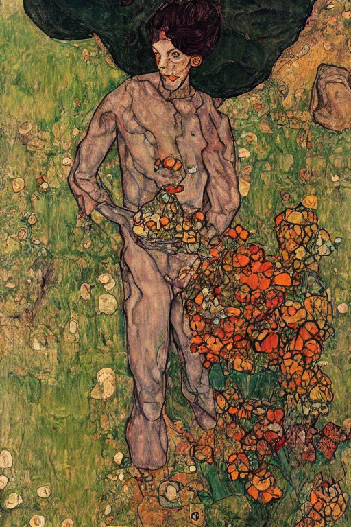 Prompt: A giant gardener art style by Egon Schiele, trending on artstation, artstationHD, artstationHQ, 4k, 8k