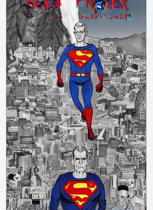 Image similar to Twin Peaks art, of Boris Karloff as Superman, Sam Weber, Laurent Durieux, Katherine Lam from scene from Twin Peaks, from scene from Twin Peaks, clean, New Yorker magazine cover