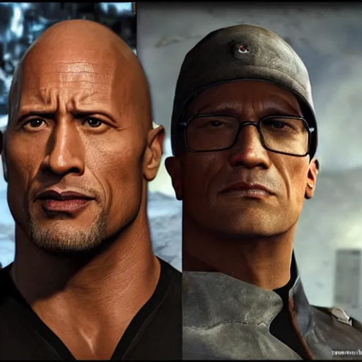 Prompt: Dwayne Johnson in Half-Life 2