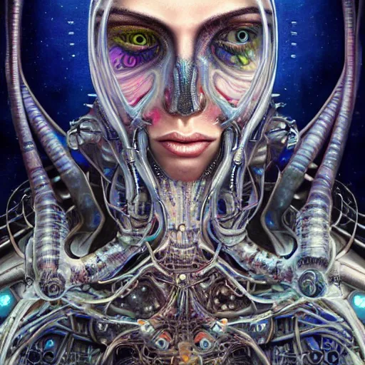 Prompt: underwater cosmic fractal biopunk giger portrait, pixar style, by tristan eaton stanley artgerm and tom bagshaw.