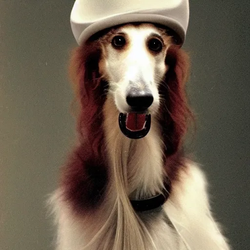 Prompt: borzoi with tophat